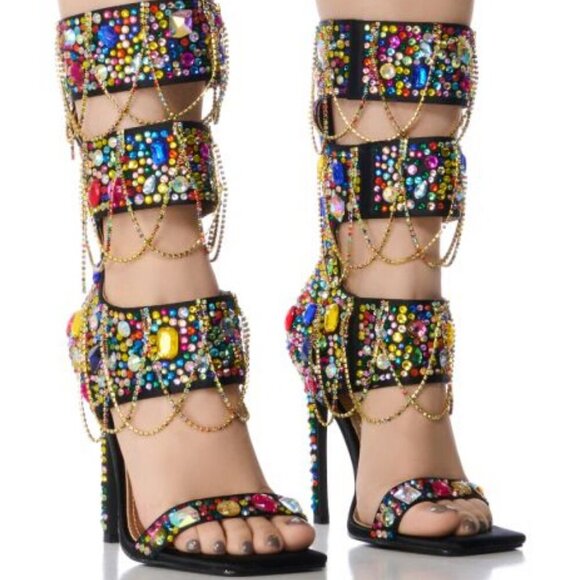 AZALEA WANG " LAYERS OF LONDON " MULTI EMBELLISHED SANDAL(BRAND NEW !!! - Picture 1 of 7